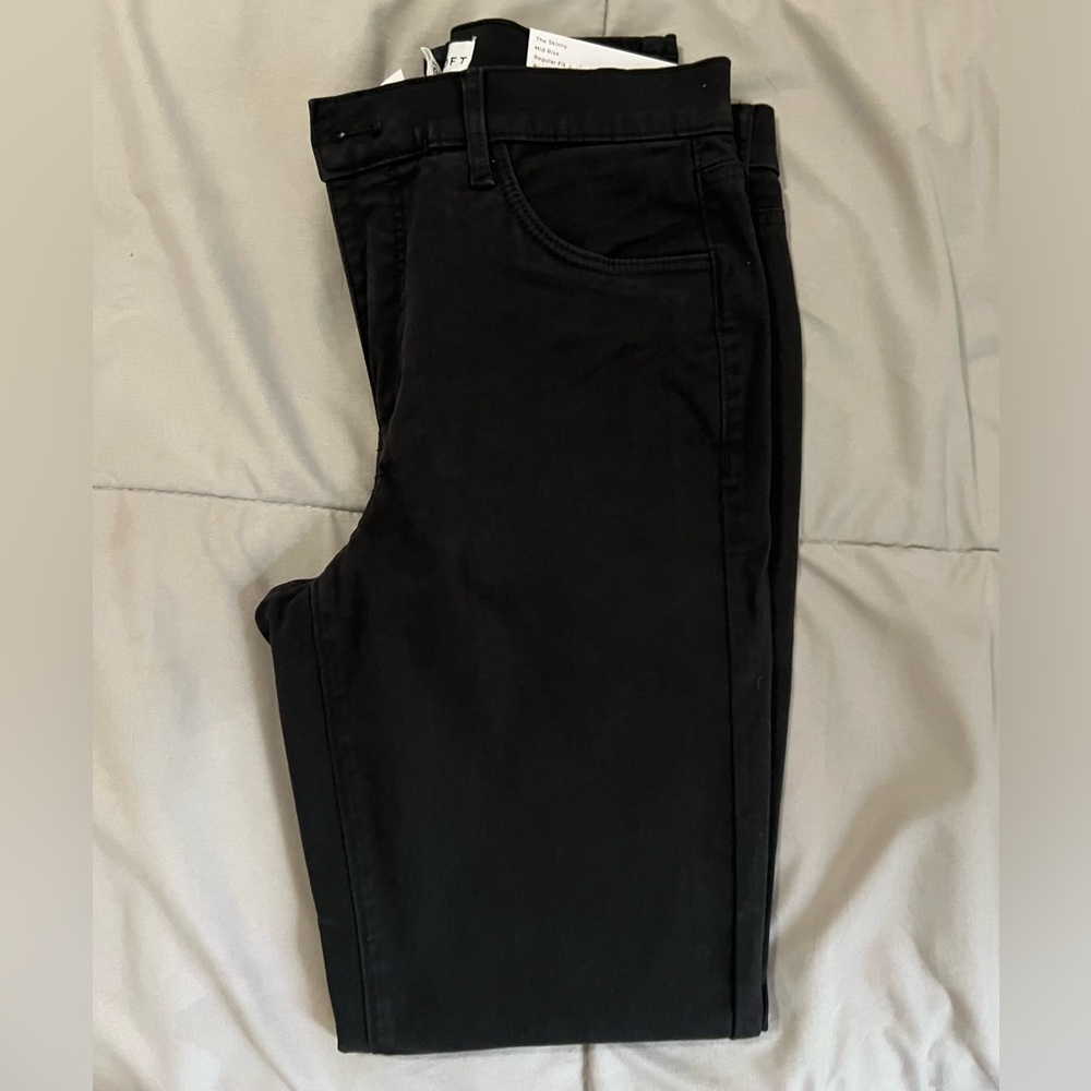 LOFT Five Pocket Skinny Pants in Sateen (Black)